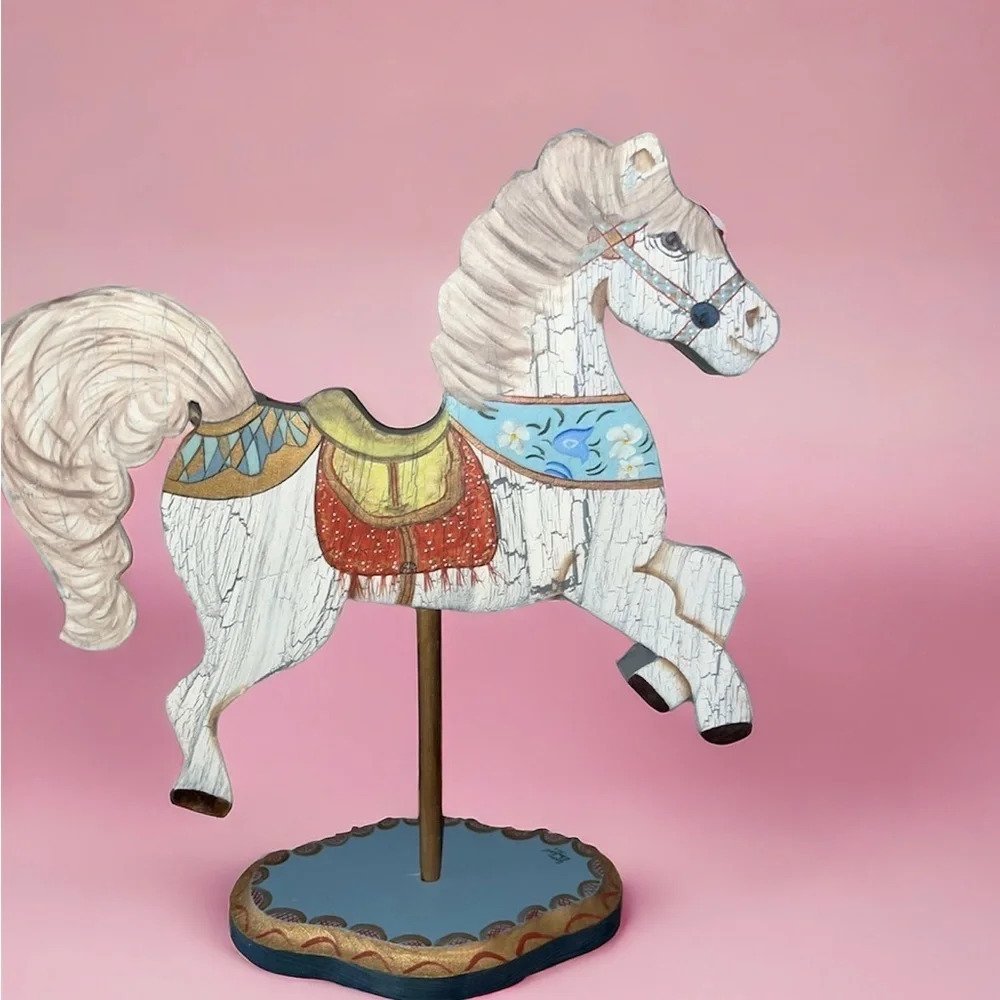 Vintage Carousel Horse Home Decor Pair Hand Pained - Picture 4 of 5